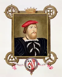 Porträtt av Thomas Boleyn (1477-1539), earl av Wiltshire, ur «Memoirs of the Court of Queen Elizabeth», efter en teckning av Hans Holbein (1497-1543) i Royal Collection, utgiven 1825